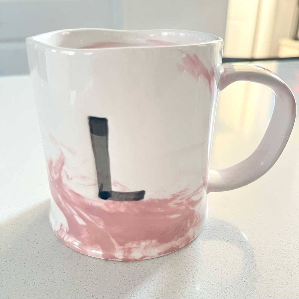 Anthropologie Marble Pink Initial Monogram Mug Tea Coffee - Picture 5 of 9
